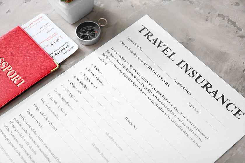 Blank travel insurance form